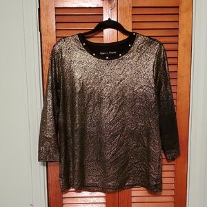 Rebecca Malone Shimmering Gold Long Sleeve Top